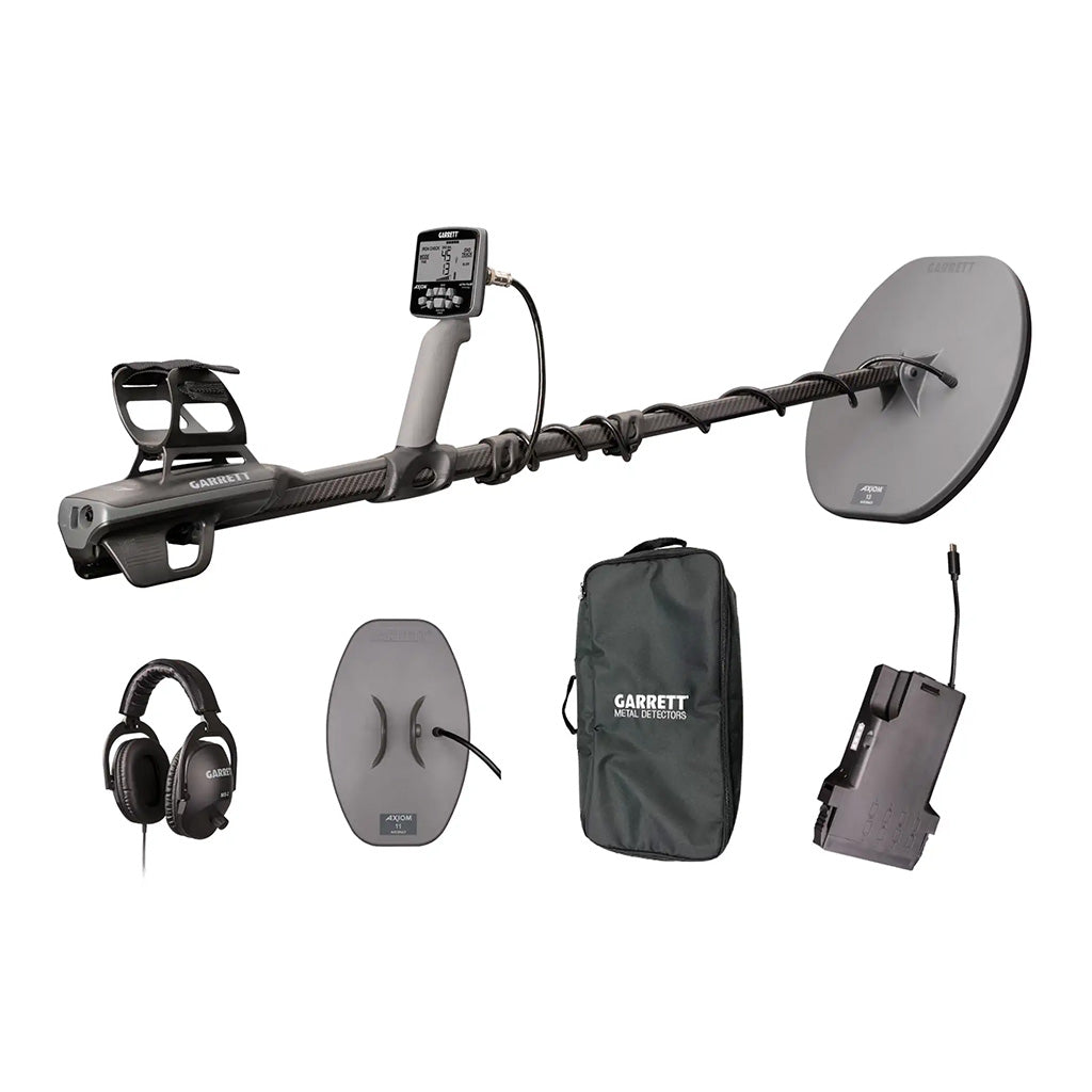 Garrett Axiom Metal Detector With 13″X11″ Mono, 11″X7″ DD Coil And Wired Headphones